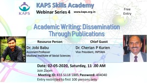 KAPS Webinar 4 Academic writting Dissemination through publications by Jobi Babu